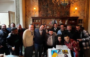 أسرة البطة الصفرا تحتفل بعيد ميلاد غادة عادل اول ايام تصوير الفيلم