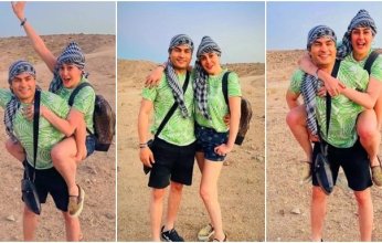 بالصور.. غادة عبد الرازق في رحلة سفاري رومانسية برفقة زوجها
