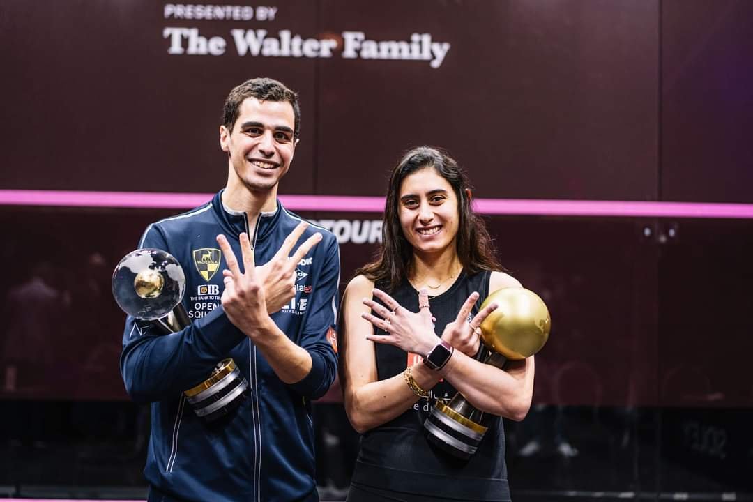الثنائى المصرى على فرج ونور الشربينى يتوجان ببطولة العالم للاسكواش الثنائى المصرى على فرج ونور الشربينى يتوجان ببطولة العالم للاسكواش