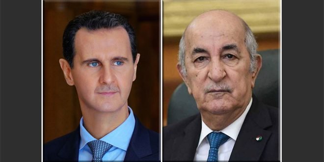 هاتفيًا.. سوريا والجزائر تبحثان المستجدات الإيجابية في العلاقات العربية هاتفيًا.. سوريا والجزائر تبحثان المستجدات الإيجابية في العلاقات العربية