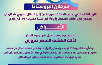 الصحة المصرية: لا يوجد عرض يدل على الإصابة بسرطان البروستاتا