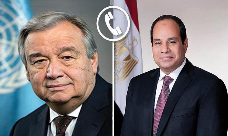 الرئيس المصري يبحث مع أمين عام الأمم المتحدة الجهود لوقف التصعيد في غزة الرئيس المصري يبحث مع أمين عام الأمم المتحدة الجهود لوقف التصعيد في غزة