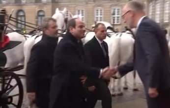 الرئيس المصري يصل الباحة الرئيسية بالقصر الملكي بكوبنهاجن بعد زيارة النصب التذكاري