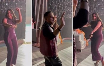 شاهد بالفيديو.. وصلة رقص لـ رانيا يوسف ومحمد دياب في كواليس مسرحية «حاوريني يا كيكي»