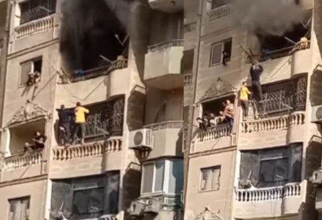 شجاعة المصريين | بالفيديو.. شابان يتسلقان 6 طوابق لإنقاذ 3 أطفال من حريق شقة فيصل شجاعة المصريين | بالفيديو.. شابان يتسلقان 6 طوابق لإنقاذ 3 أطفال من حريق شقة فيصل