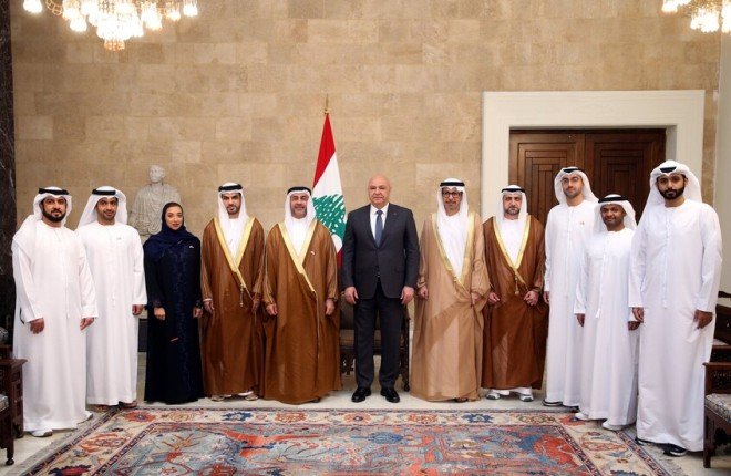 عون يستقبل وفدًا إماراتيًا في بيروت.. متابعة عملية لنتائج القمة اللبنانية- الإماراتية عون يستقبل وفدًا إماراتيًا في بيروت.. متابعة عملية لنتائج القمة اللبنانية- الإماراتية