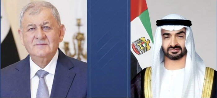 رئيسا الإمارات والعراق يبحثان هاتفيا تطورات المنطقة ويؤكدان أهمية حفظ استقرارها رئيسا الإمارات والعراق يبحثان هاتفيا تطورات المنطقة ويؤكدان أهمية حفظ استقرارها