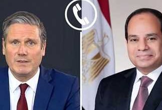 الرئيس المصري ورئيس الوزراء البريطاني يستعرضان هاتفيا التطورات في منطقة الشرق الأوسط