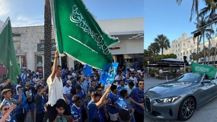 جماهير الهلال تشعل ميامي قبل مواجهة ريال مدريد جماهير الهلال تشعل ميامي قبل مواجهة ريال مدريد