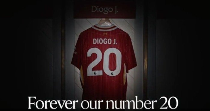 ليفربول يحجب القميص رقم "20" للأبد تكريما لجوتا ليفربول يحجب القميص رقم "20" للأبد تكريما لجوتا