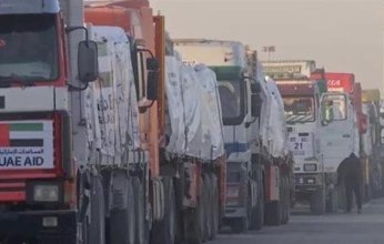 دخول 21 شاحنة مساعدات إمارتية ضمن القافلة العاشرة إلى قطاع غزة