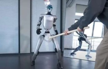 روبوت صينى بهيئة بشرية يستعرض عضلاته وحركاته الراقصة