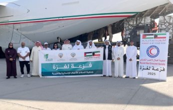 إقلاع الطائرة التاسعة من الجسر الجوي الكويتي الثاني لإغاثة غزة محمّلة بـ40 طناً من المساعدات الغذائية