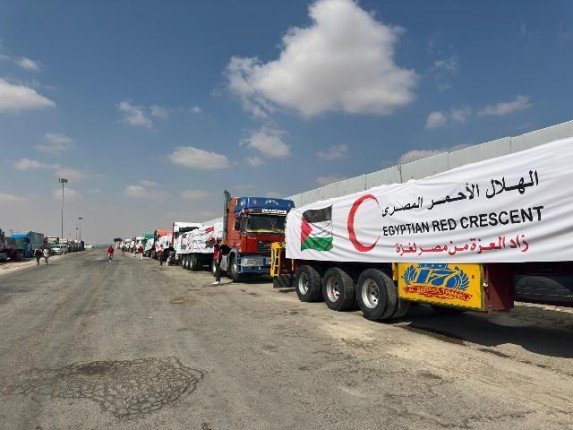 الهلال الأحمر المصري: 2500 طن مساعدات غذائية وطبية عبر قافلة «زاد العزة» الـ 35 إلى غزة الهلال الأحمر المصري: 2500 طن مساعدات غذائية وطبية عبر قافلة «زاد العزة» الـ 35 إلى غزة