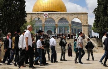 مستعمرون يقتحمون المسجد الأقصى المبارك بحماية شرطة الاحتلال الإسرائيلي