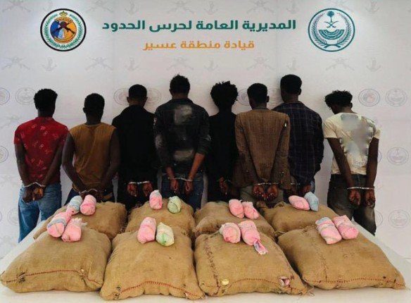 إحباط محاولة تهريب كمية من نبات القات المخدر بمنطقة عسير إحباط محاولة تهريب كمية من نبات القات المخدر بمنطقة عسير