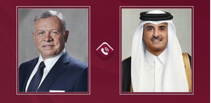 أمير قطر يتلقى اتصالاً هاتفياً من ملك الأردن أمير قطر يتلقى اتصالاً هاتفياً من ملك الأردن