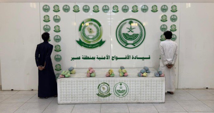 ضبط شخصين يروّجان نبات القات المخدر بمنطقة عسير ضبط شخصين يروّجان نبات القات المخدر بمنطقة عسير
