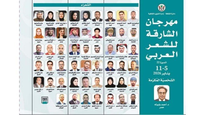 انطلاق فعاليات الدورة الـ 22 لمهرجان الشارقة للشعر العربي انطلاق فعاليات الدورة الـ 22 لمهرجان الشارقة للشعر العربي
