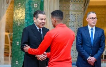 استقبال أعضاء المنتخب المغربي بقصر الضيافة في الرباط