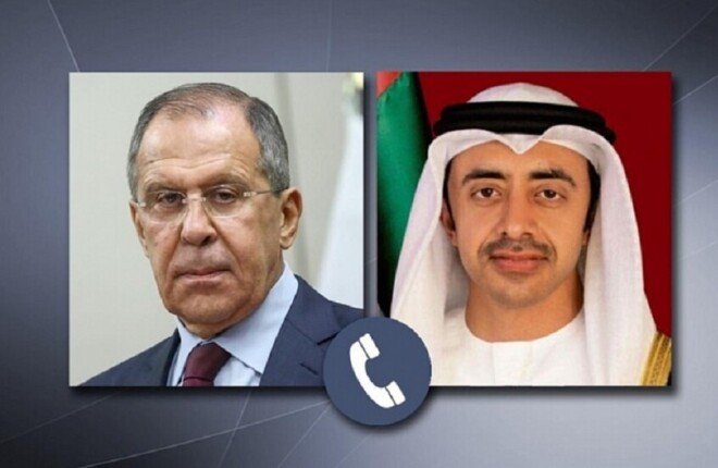 وزيرا خارجية روسيا والإمارات يبحثان تطورات المنطقة ويؤكدان أهمية وقف التصعيد وتعزيز الشراكة بين البلدين وزيرا خارجية روسيا والإمارات يبحثان تطورات المنطقة ويؤكدان أهمية وقف التصعيد وتعزيز الشراكة بين البلدين